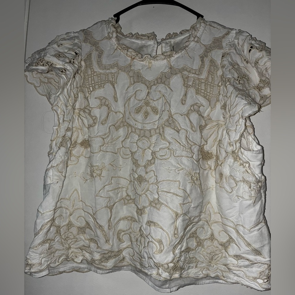 Anthropologie Cream Lace Blouse